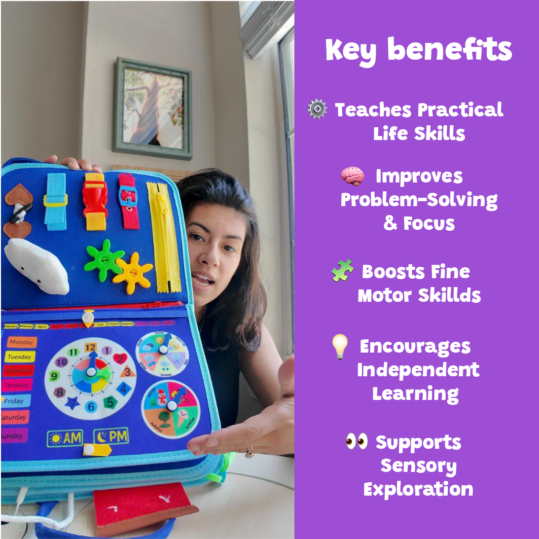 BOOZZYBABY® - 8 In 1 Montessori Busy Board